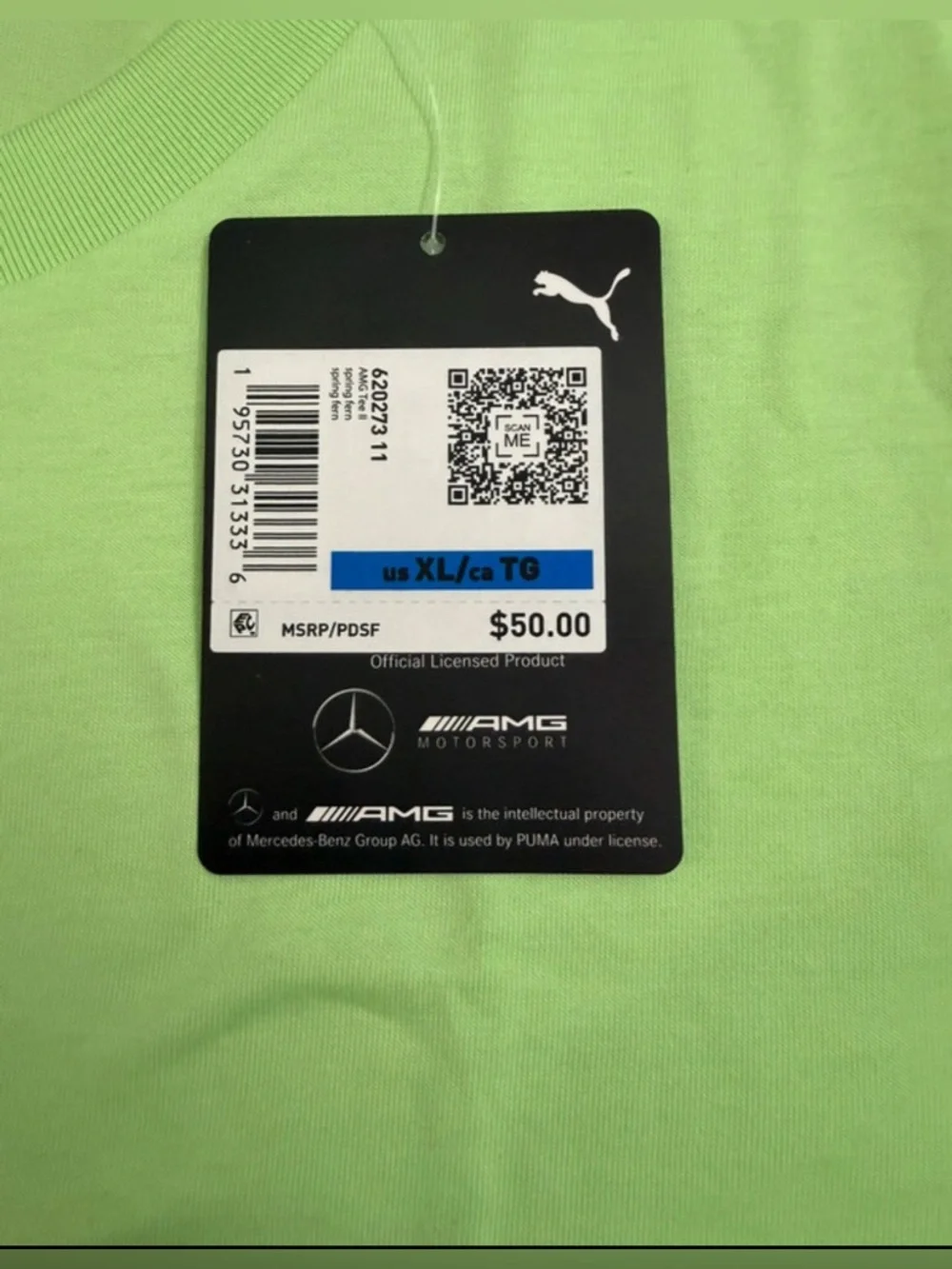 NWT-XL Mercedes-Benz AMG retired lime color puma short sleeve crewneck T-shirt